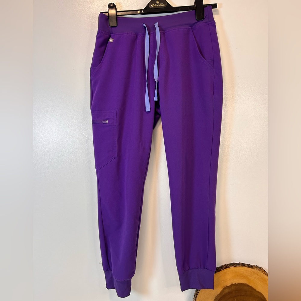 FIGS Zamora High Waisted Purple Scrub Pants Ankle Cuffs Women’s Small‎ Petite
